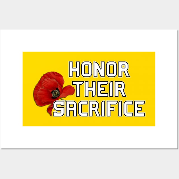 Honor Their Sacrifice Memorial with Red Poppy Flower Back Version (MD23Mrl006b) Wall Art by Maikell Designs